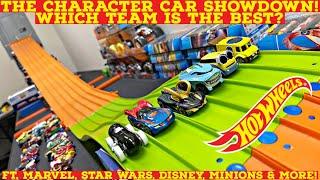 THE HOT WHEELS CHARACTER CAR SHOWDOWN! DIECAST RACING FT. MARVEL, STAR WARS, DISNEY, MINIONS & MORE!