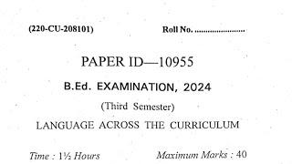 Language across the curriculum question paper 2024 b.ed 2nd year gurugram university