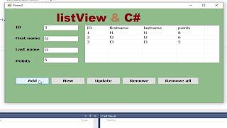 C# tutorial for beginners_ insert, update and delete data in listView without using database