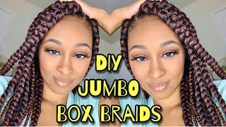 EASY DIY Jumbo Box Braids - "Rubber Band" Method (Beginner Friendly) | iAmPrincess