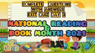 NATIONAL READING & BOOK MONTH WEBINAR-ANSWER KEY/ DAY 3 /COMPLETE QUESTIONS WITH ANSWERS|QUIZ EXIT