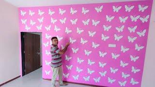 Wall Painting butterfly stencil design for walls | latest stencil design texture |Soyab colour ideas