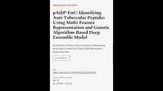 pAtbP-EnC: Identifying Anti-Tubercular Peptides Using Multi-Feature Representation an... | RTCL.TV