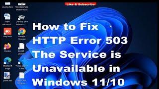 HTTP Error 503 The Service is Unavailable in Windows 11 and Windows 10 Fixed
