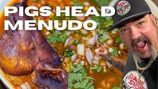 Pigs Head Menudo Slow smoked and Braised with tripe and Mexican peppers