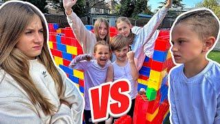 LAST TO LEAVE GIANT LEGO HOUSE CHALLENGE | BOYS v GIRLS