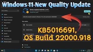 Windows 11 New Update KB5016691 || OS Build 22000.918 || New Features