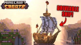 Building An ARMED DRIVEABLE SHIP In Minecraft Create Mod