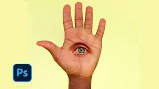 Photo Manipulation in Photoshop - Eye in Palm ( Blend Two Images ) Photoshop Tutorial