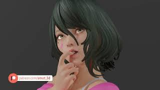 Tamaki (DOA) Pose Editing Timelapse in Blender | Smut3D