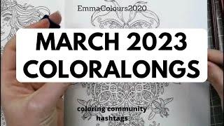 Coloring Community hashtags March 2023 - adult colouring community