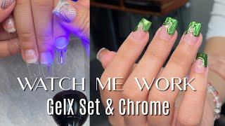 WATCH ME WORK FULL GELX APPLICATION PROCESS- 3D Chrome Trendy Nail Art Design