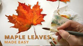 Paint a Maple Leaf | Quick Watercolor Painting by Sarah Cray of Let's Make Art