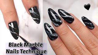 Black Marble Nails   Marble Nail Art With Gel Polish