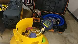 Fieldpiece VP85, Accutools bluvac pro and Appion hose vacuum test on 50#  recovery tank