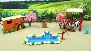 DIY Making Mini Farm Diorama With House for Cow - Mini Hand Pump Supply Water For Animal-Idea No 24