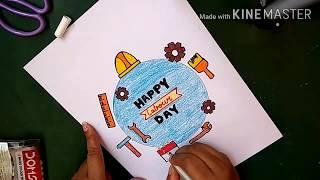 Labour day drawing // How to draw labour day poster drawing//drawing for compitition