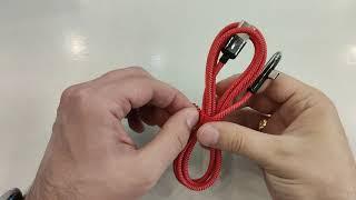 US SJ363 U34 Type C 5A Right angle Zinc Alloy Braided Cable with Light 1 2m red