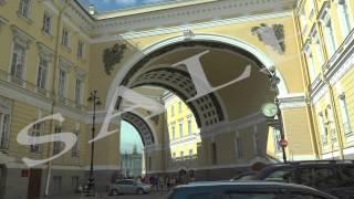 The arch of the General staff. The Palace square. Saint-Petersburg. 4K.