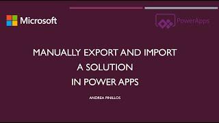 Manually Export and Import a Solution in Power Apps