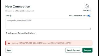 Let's solve this error together. [connect ECONNREFUSED 127.0.0.1:27017] Mongodb compass connection