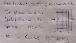 How to calculate Quantity of steel Bar in slab | Civil Engineering |