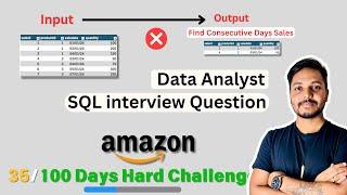 SQL Data Analysis Interview Question #35/100 | SQL Challenge | SQL Tutorials | Consecutive days sale