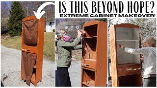 Furniture Makeover ~ Thrift Store Find ~ Cabinet Before and After ~ Extreme Cupboard Makeover