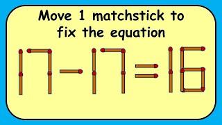 17-17=16 turn this wrong equation into correct | Match stick puzzle #356 | Puzzles with Answer