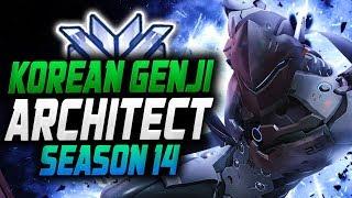 Overwatch League Genji - Architect Plays in Competitive! [ OVERAWTCH SEASON 14 TOP 500 ]