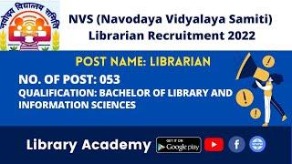 NVS Librarian 2022 | NVS Librarian Recruitment 2022 | #NVS_Librarian Syllabus #LibraryAcademy