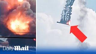 Moment Chinese rocket crashes and explodes after accidental launch
