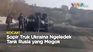 Sopir Truk Ukraina Ledek Tank Rusia Gegara Mogok di Jalan