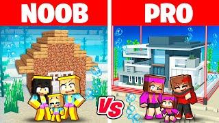 NOOB vs PRO : Base Sous Marine SÉCURISÉE Familiale sur Minecraft !