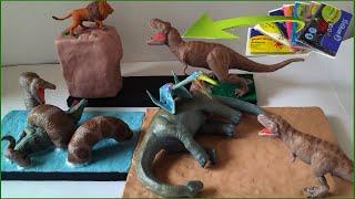 PREHISTORIC ANIMAL BATTLE WITH CLAY/PLASTILINA. Dinosaurs