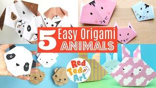 5 Easy Animal Origami Projects for Beginners - Pig, Dog, Cat, Bunny & Bear - Easy Origami Projects