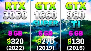RTX 3050 8GB vs GTX 1660 SUPER 6GB vs GTX 980 Ti 6GB | PC Gameplay Tested