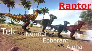 Tek vs Abberant vs Alpha vs Normal Raptor fight! | Ark