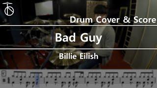 Billie Eilish - Bad Guy(Live) Drum Cover,Drum Sheet,Score,Tutorial.Lesson