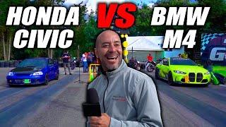 Honda Civic CON PODER Bmw M4Fullcars Drag Race Cuarto de milla