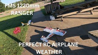 MINOR CRASH AT TAKE OFF FMS 1220 RANGER FLEW ALSO E-FLITE NIGHT TIMBER X RC AIRPLANE