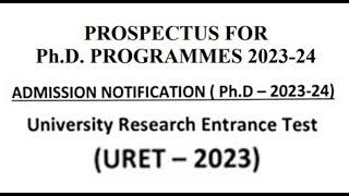 University Research Entrance Test (URET 2023) | PhD Admission Notification | State University | PG