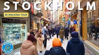 Experience WINTER MAGIC in Stockholm, Sweden: 4K Walking Tour - December 2023