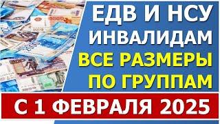 Размеры ЕДВ и НСУ  инвалидам 1, инвалидам 2, инвалидам 3 группы и детям-инвалидам в 2025 году