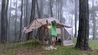 6 Days Solo Rain Camping under Hexagon Tent! Relaxing Sounds of Rain Camping for Sleep (ASMR)