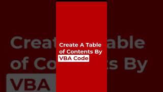 Create A Table of Contents By Excel VBA Code #shorts