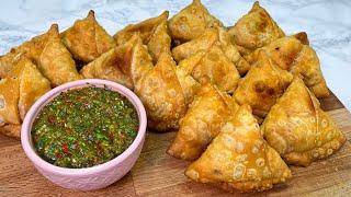 Samosa + Chutney Recipe Ramadan Iftar  سمبوسه با چتنی بدون سرکه خوشمزه