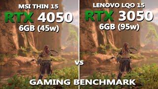 RTX 4050 (50w) vs RTX 3050 6GB (95w) Gaming Benchmark Test | Tested in 10 Games | Lenovo vs MSI |