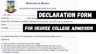 How to Fill Declaration Form for Degree College Admission| Online Admission for Degree Colleges 2021