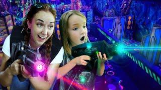 MOM and NiKO crazy ARCADE DATE!!  Laser Tag, Riding a Race Kart, giggle icecream, new family cartoon
